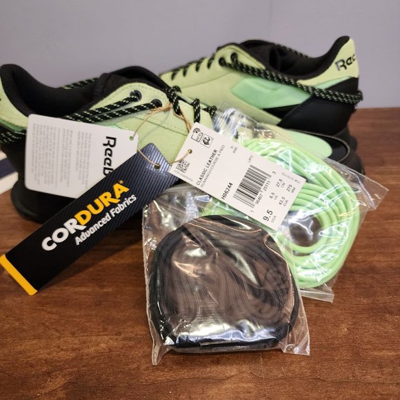 Reebok x Pleasures Classic Leather Trail Neon Mint Men's 9.5 NWOB H06244 - Picture 12 of 12